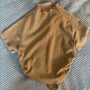 Bailey Rose teddy brown stretchy crop top with open back